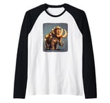 Mammoth with Bright Lights for a Joyful and Happy Costume Raglan Baseball Tee