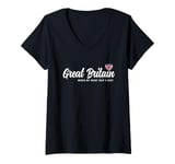 Womens British Souvenirs Makes My Heart Skip A Beat Great Britain V-Neck T-Shirt