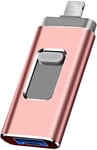 Usb Flash Drive, Usb3.0 Memory Stick External Storage Thumb Drive For I-Phone I-Pad 128Gb Photo Stick Flash Drive Suitable For Any Model Pc/Pad/Android Phones (Rose)[Q341]