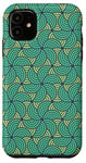 iPhone 11 Turquoise Green Blue Half-Circle Spiral Curve Ocean Pattern Case