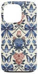 Coque pour iPhone 13 Pro Esthétique bleu clair arcs roses et papillons motif mignon