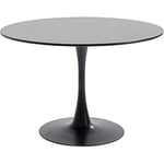 Kare Design Table Schickeria, noir, bois MDF, pied en acier, minimaliste, table a manger, table ronde pour 4 personnes, salle à manger, salon, bureau, Ø110