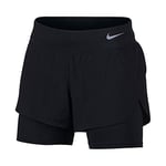 Nike 2in1 Eclipse Shorts Femme Noir/Reflective Silver FR (Taille Fabricant : XS)