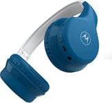 Motorola Lifestyle Sound Moto JR300 - Casque Bluetooth pour Enfants - 24h - Volume limité à 85dB, Protection auditive et Fonction de Partage, Coussin Anti-allergie (sans BPA) - Bleu/Gris