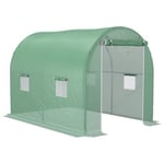 Outsunny Serre de Jardin Tunnel Surface Sol 6 m² 3L x 2l x 2,10H m châssis Tubulaire renforcé Porte zippée 4 fenêtres enroulables Vert