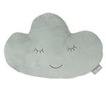 roba Coussin Décoratif pour Chambre d'Enfant en Forme de Nuage roba Style - 32 x 19 cm - Oreiller Bébé en Peluche - Visage Souriant Brodé - Vert Givré