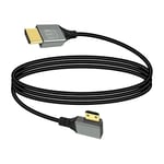 RIIEYOCA 8K Mini HDMI to HDMI Adapter Cable,90 Degree Left Angle Mini HDMI Male to HDMI Male 8K@60Hz 4K@120Hz 48Gbps High Speed HDMI 2.1 Cord,Compatible with Laptop,TV,Camcorder etc.(1M)