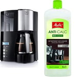 Melitta Cafetière à Filtre avec Verseuse en Verre, Fonction Maintien au Chaud et Timer, Optima Timer, Noir, 100801 & Détartrant Liquide Bio, Multi usage, 250 ml