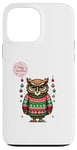 Coque pour iPhone 13 Pro Max Pull Moche de Noël Hibou Festif avec guirlandes de Noël