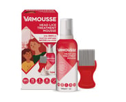 Vamousse Head Lice Treatment Mousse | Kills 100% of Head lice and Eggs Within 15 Minutes I One-time Application I Non-Greasy | Steel Nit Comb Included | 160 ml