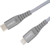 Omars ¿ Câble Lightning Certifié Mfi, Long Câble Lightning Pour Iphone, 13, 12 Pro, Max, Mini 11, Se, 2020, X, Xs Max, Xr, 8 Plus, 7, 6S, 6, 5, 5S, 5C, Ipad, Gris