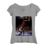 T-Shirt Femme Col Echancré Michael Jordan Poster Dunk Chicago Bulls New York