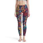 WellWellWell Pantalon de yoga Mandala - Pour femme - Taille haute - Pour le sport - Blanc - Taille 3XL