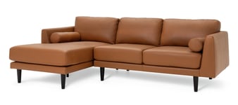 Habitat Jackson Leather Left Corner Chaise Sofa - Tan