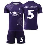 24-25 Real Madrid Joint No.5 Bellingham Barnfotbollsträningsdräkt Set Purple XL