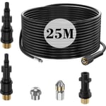 Ikodm - 25M Tuyau Déboucheur Canalisation Nettoyage Haute Pression pour Kärcher K2 K3 K4 K5 K6 K7 hd hds, 180Bar Kit Furet Professional avec Buse