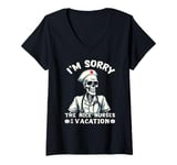 Womens I'm Sorry The NICE Nurse Is On Vacation Ghost Skeleton Funny V-Neck T-Shirt