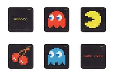 Excelsa PAC MAN Set de 6 sous-verres, Polyester, noir avec motif