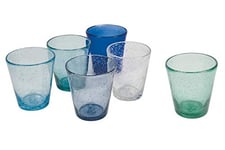 Villa d'Este Home Tivoli 5907746 Cancun/Marée Lot de 6 Verres à Eau 330 ml en Pâte de Verre soufflé, 330 milliliters, Nuances de Bleu