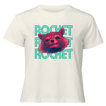 Guardians of the Galaxy Rocket Repeat Women's Cropped T-Shirt - Cream - XL