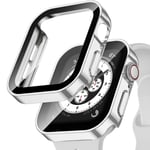 Vattentätt fodral för Apple Watch 7 8 9 45mm 41mm skärmskydd Glas+ cover Bumper Härdat glas iWatch 5 SE 6 44mm 40mm Tillbehör Silver Silver Series 7 8 9 41mm