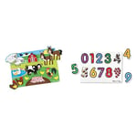 Melissa & Doug Wooden Toy Peg Puzzle - Farm Animals Puzzles Wooden Toy 3+ Gift for Boy or Girl & See-Inside Numbers Peg Puzzles Wooden Toy 3+ Gift for Boy or Girl