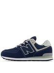 New Balance 574 Junior Trainers - Navy, Navy, Size 5 Older