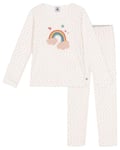 Petit Bateau A0B86 Pyjama Manches Longues Fille, Marshmallow/Papaye 5 Ans