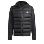 adidas Men's Essentials Hybrid Down Hooded Jacket, Black, 6XL