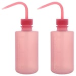 stonylab Chemical Wash Bottle, 2-Pack Watering Tool LDPE Squeeze Bottle Safety Plastic Rinse Bottle with Scale Labels and Narrow Mouth Squirt Bottle, Pink, 250 ml