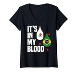 Womens IT'S IN MY BLOOD / EN MI SANGRE - MEXICO AND BRASILIAN PRIDE V-Neck T-Shirt