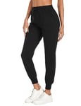 Irdcomps Pantalon de Jogging Femme Coton Pantalon de Sport Bas de Survêtement Pants Décontracté Couleur Unie avec Poches Pantalon de Yoga Pantalon de Loisirs pour Running Fitness Gym Training Noir M