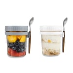 Overnight Oats Jars, with Lid and Spoon,10 Oz Cereal, Milk, Vegetable and2256