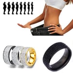 LONG-D 2 pieces Stainless steel Finger Ring Health Care Weight Loss Fat Burning Slimming Magnetic Ring Rhinestone Jewelry,silver,16mm