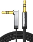 Plat Câble Audio Jack Coudé 90 Degrés Cable Jack Auxiliaire 3,5Mm Mâle Mâle Compatible Avec Iphone Ipad Ipod Casque Hifi Autoradio Smartphone Tablette Mp3 (3M, Noir)[YIN141239]