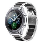 SUNDAREE Compatible avec Bracelet Samsung Galaxy Watch 3 45MM SM-R840/Garmin Venu 3/Huawei Watch GT 4 46MM/Ticwatch Pro 3/GTR 4,22MM Noir Argent Remplacement Acier Inoxydable Métal Montre Band