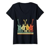 Womens Rock The Test Exam Day Testing Day Test Day Guitar Vintage V-Neck T-Shirt