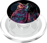 Le hibou cybernétique : un hibou cyberpunk dans un PopSockets PopGrip pour MagSafe