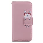 Samsung Galaxy S24+ (Plus) Flip Deksel med Stropp / Ståfunksjon / Kortholder - Pink (Kanin)