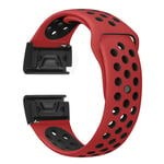 Garmin Fenix 5 / Forerunner 935 22mm tvåfärgat klockband av silikon - Röd / Svart