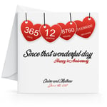 Personalised 1st Wedding Anniversary Card - Congratulations Red Hearts - First