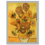 Painting Van Gogh Still Life Vase Fifteen Sunflowers A4 Artwork Framed Wall Art Print