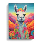 Llama Hard Edge Painting Art No.2 Canvas Print for Living Room Bedroom Home Office Décor, Wall Art Picture Ready to Hang, 30x20 Inch (76x50 cm)