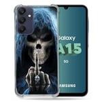 Cokitec Coque Renforcée pour Samsung Galaxy A15 4G / 5G Tete de Mort Doigt