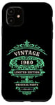 Coque pour iPhone 11 Vintage 1980, édition LTD, vert, pièces originales d'anniversaire