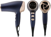 Carmen C81062BC Twilight Hair Dryer with 3 Heat/2 Speed Settings, Cool Shot Blue