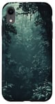 Coque pour iPhone XR Vert camouflage forêt nuit noir nature