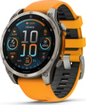 Garmin Fenix 8 Amoled 47mm, Sapphire Titanium - Spark Orange/Graphite Silicone Strap, 47 mm