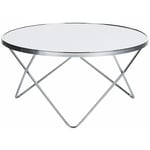 Beliani - Table Basse Ronde avec Plateau en Verre Blanc et Structure en Métal Argenté pour Salon Moderne et Glamour
