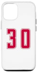 Coque pour iPhone 15 Rouge Numéro 30 Équipe Junior Sports Uniforme Numéroté